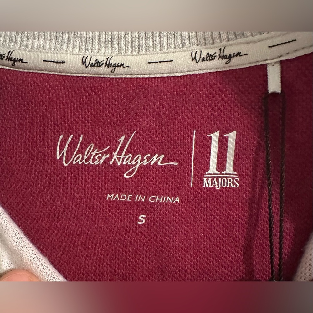 NWT Walter Hagen Golf 1/4 Zip Mens Small Mid-Weight Pique Fleece Raspberry color - Picture 4 of 10